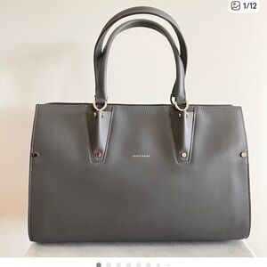 Longchamp Paris Premier leather grey tote
